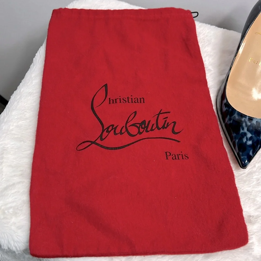 Christian Louboutin Decollete Blue Patent Leather Tortoise Print Pump size 37.5 - Picture 12 of 12